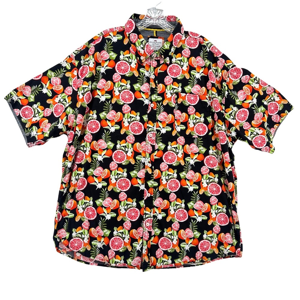 Ditch Plains Ricky Singh Mens 3X Citrus Fruit Print Cotton Button Down Shirt